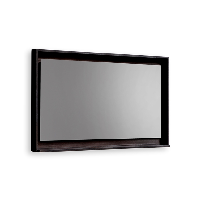 48" Wide Mirror w/ Shelf - High Gloss Gray Oak