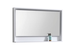 48" Wide Mirror w/ Shelf - Gloss White