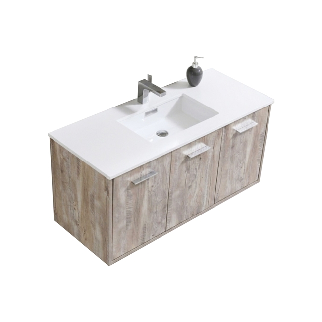 BOSCO 48" Nature Wood Modern Bathroom Vanity w/ Quartz Countertop