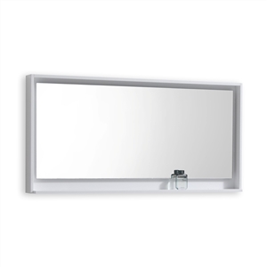60" Wide Mirror w/ Shelf - Gloss White Color