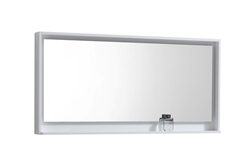 60" Wide Mirror w/ Shelf - Gloss White Color