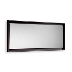 60" Wide Mirror w/ Shelf - High Gloss Gray Oak