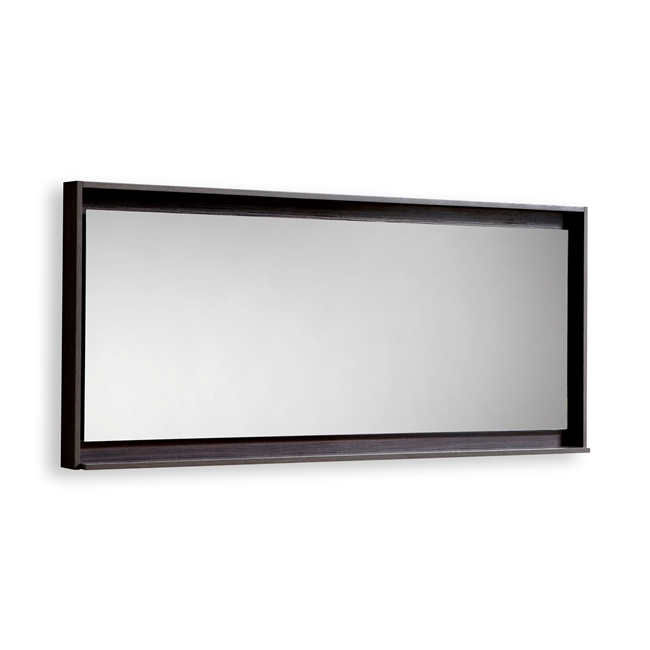 60" Wide Mirror w/ Shelf - High Gloss Gray Oak