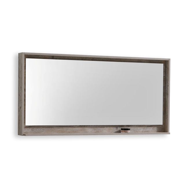 60" Wide Mirror w/ Shelf - Nature Wood