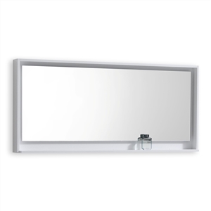 70" Wide Mirror w/ Shelf - Glossy White