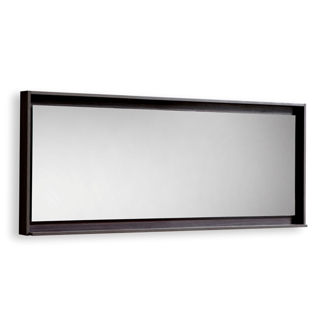 70" Wide Mirror w/ Shelf - High Gloss Gray Oak