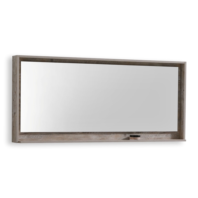 70" Wide Mirror w/ Shelf - Nature Wood