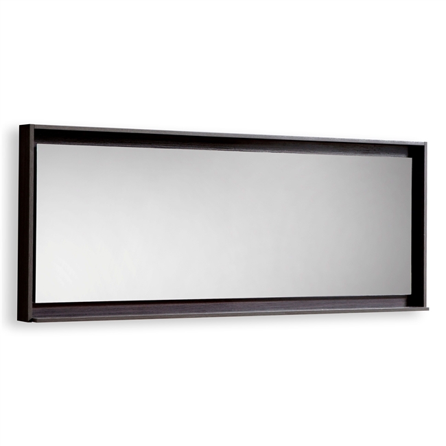 80" Wide Mirror w/ Shelf - High Gloss Gray Oak
