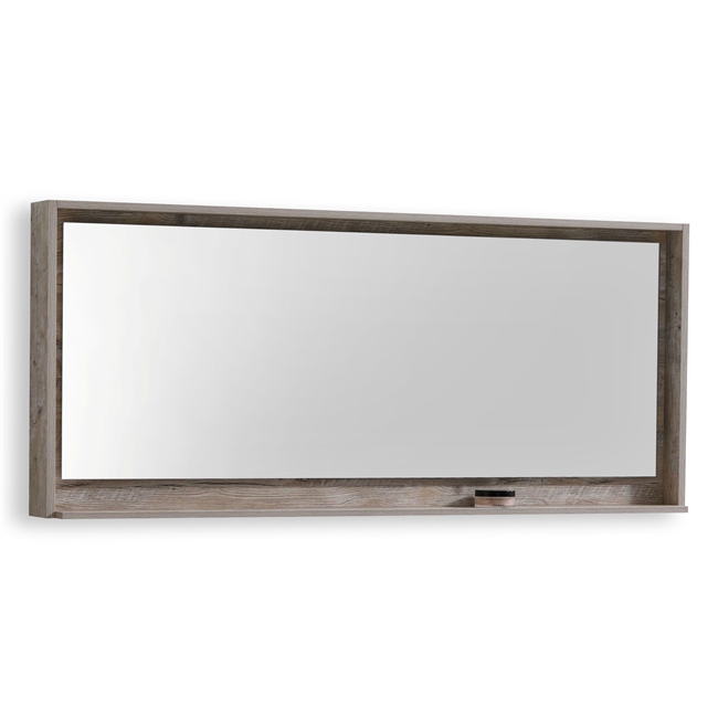 80" Wide Mirror w/ Shelf - Nature Wood
