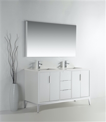 Divani  60''  Gloss White Double Sink Vanity