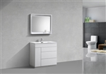Milano 36" Gloss White Floor Mount Modern Bathroom Vanity