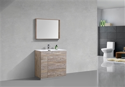 Milano 36" Nature Wood Floor Mount Modern Bathroom Vanity