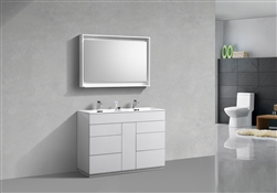 Milano 48" Gloss White Floor Mount Modern Bathroom Vanity