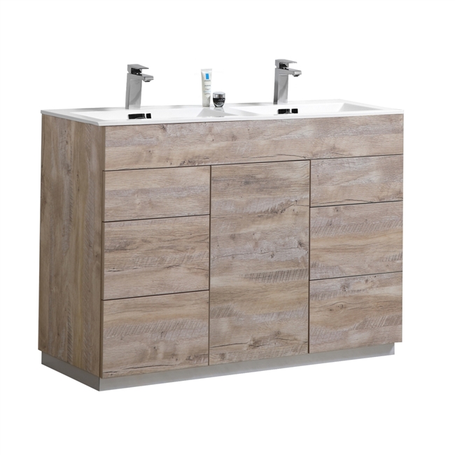 Milano 48" Nature Wood Floor Mount Modern Bathroom Vanity