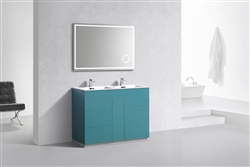Milano 48" Teal Green Floor Mount Modern Bathroom Vanity