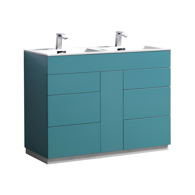 Milano 48" Teal Green Floor Mount Modern Bathroom Vanity