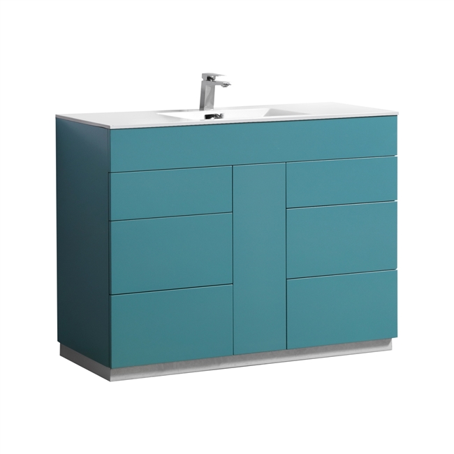 Milano 48" Teal Green Floor Mount Modern Bathroom Vanity