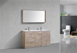 Milano 60" Nature Wood Floor Mount Modern Bathroom Vanity