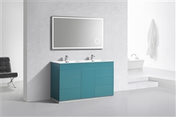 Milano 60" Teal Green Floor Mount Modern Bathroom Vanity