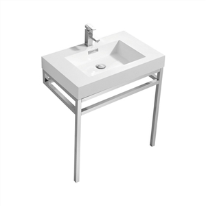 Haus 30" Stainless Steel Console w/ White Acrylic Sink - Chrome