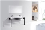 Haus 60" Double Sink Stainless Steel Console w/ White Acrylic Sink - Matte Black