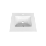 24'' KubeBath White Quartz Counter-Top W/ Under-Mount Sink
