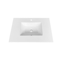 30'' KubeBath White Quartz Counter-Top W/ Under-Mount Sink