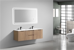 60'' Fiore Modern Wall Mount Bathroom Vanity - OAKWOOD