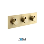Aqua Piazza by KubeBath 2-Way Thermostatic Valve - Brushed Gold <span style="color: rgb(147, 112, 219); "</span> In Stock </div>