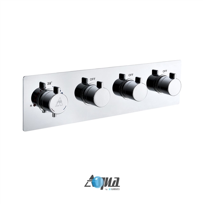Aqua Piazza by KubeBath 3-Way Thermostatic Valve - Chrome