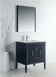 Vetro 30'' Gloss Blue Vanity W/ Quartz Counter Top