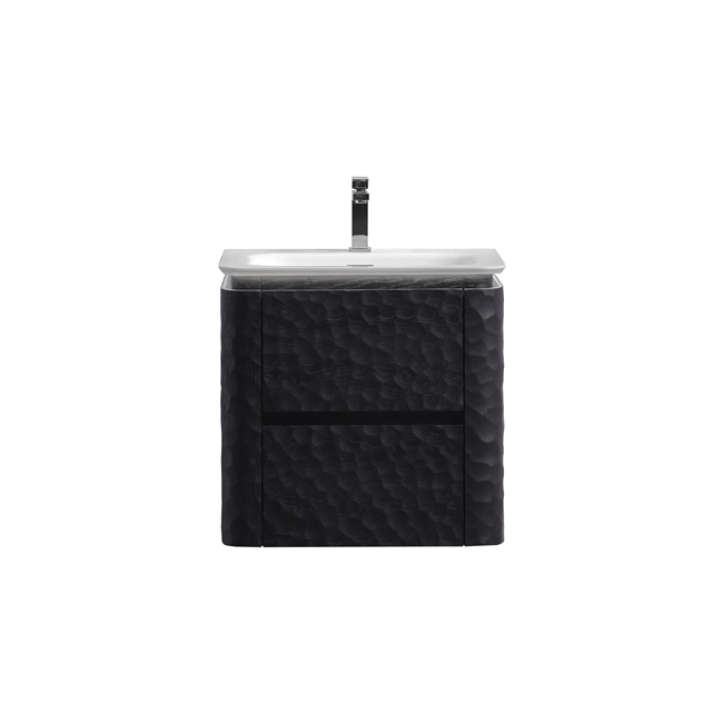 24'' Lumi Modern Wall Mount Bathroom Vanity - True Black Wood