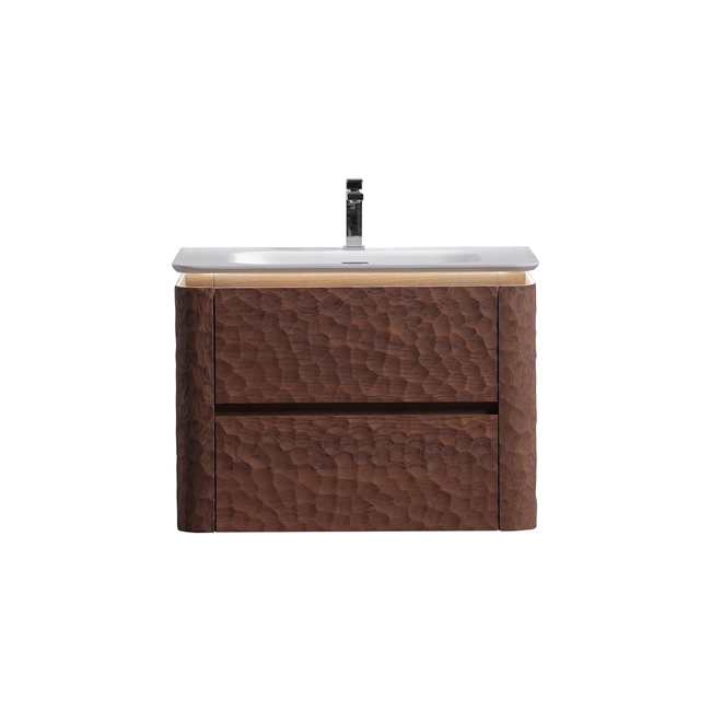 32'' Lumi Modern Wall Mount Bathroom Vanity - Weathered Wood