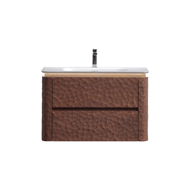 36'' Lumi Modern Wall Mount Bathroom Vanity - Weathered Wood