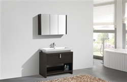 Levi 40" Gray Oak Modern Bathroom Vanity w/ Cubby Hole