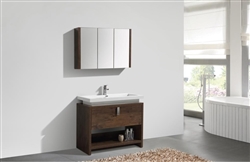 Levi 40" Rosewood Modern Bathroom Vanity w/ Cubby Hole