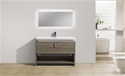 Levi 48" Havana Oak  Modern Bathroom Vanity w/ Cubby Hole