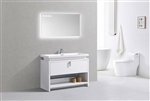 Levi 48" Gloss White Modern Bathroom Vanity w/ Cubby Hole  |  <span style="color: rgb(147, 112, 219); ">In Stock</span></div>