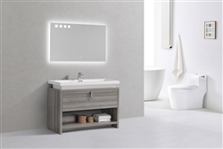 Levi 48" Ash Gray Modern Bathroom Vanity w/ Cubby Hole
