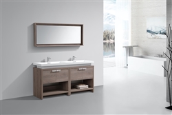 Levi 63" Butternut Modern Bathroom Vanity w/ Cubby Hole