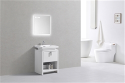 Levi 24" Gloss White Modern Bathroom Vanity w/ Cubby Hole