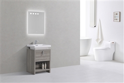 Levi 24" Ash Gray Modern Bathroom Vanity w/ Cubby Hole