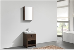 Levi 24" Rosewood Modern Bathroom Vanity w/ Cubby Hole