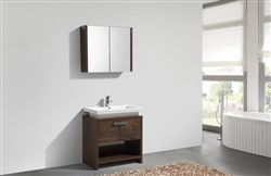 Levi 30" Rosewood Modern Bathroom Vanity w/ Cubby Hole