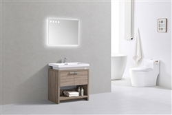 Levi 32" Havana Oak Modern Bathroom Vanity w/ Cubby Hole