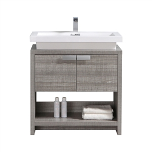 Levi 32" Ash Gray Modern Bathroom Vanity w/ Cubby Hole