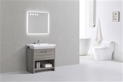 Levi 32" Ash Gray Modern Bathroom Vanity w/ Cubby Hole