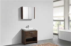 Levi 32" Rosewood Modern Bathroom Vanity w/ Cubby Hole