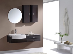Kube Esile 48" Modern Wall Mount Bathroom Vanity Set - Black Walnut