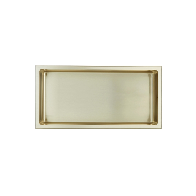 Abraccio 12'' x 24'' Stainless Steel Recessed Shower Niche By Kubebath - Brushed Gold